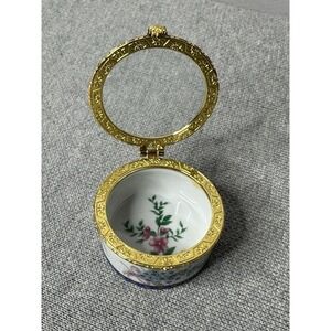 Small Floral trinket box hinged French Inspired Hand Painted Pill Box